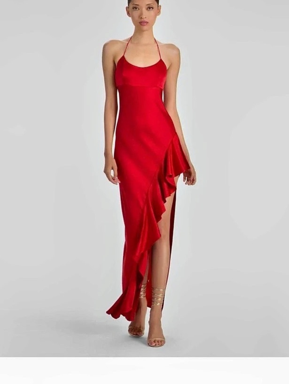 Alice + Olivia Palma Asymmetrical Ruffle Maxi Dress Red Maxi Dress